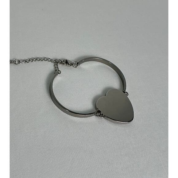 Gucci Monogram Canvas Heart Cabochon Silver Stainless Steel Bracelet - Picture 3 of 3